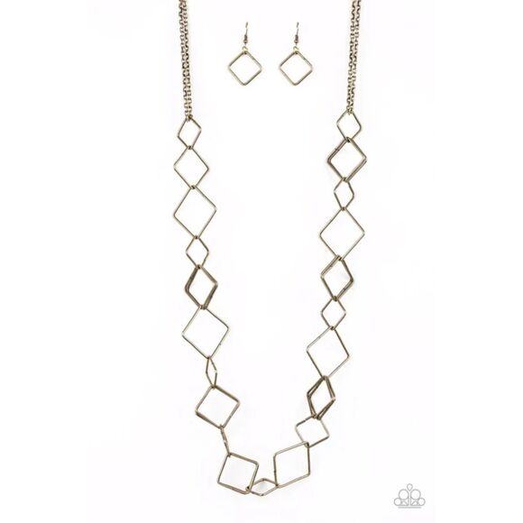 Backed Into A Corner Brass Necklace (347) - Picture 2 of 3